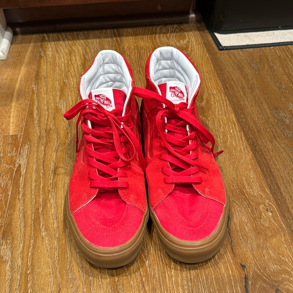Vans Red and Tan Sneakers